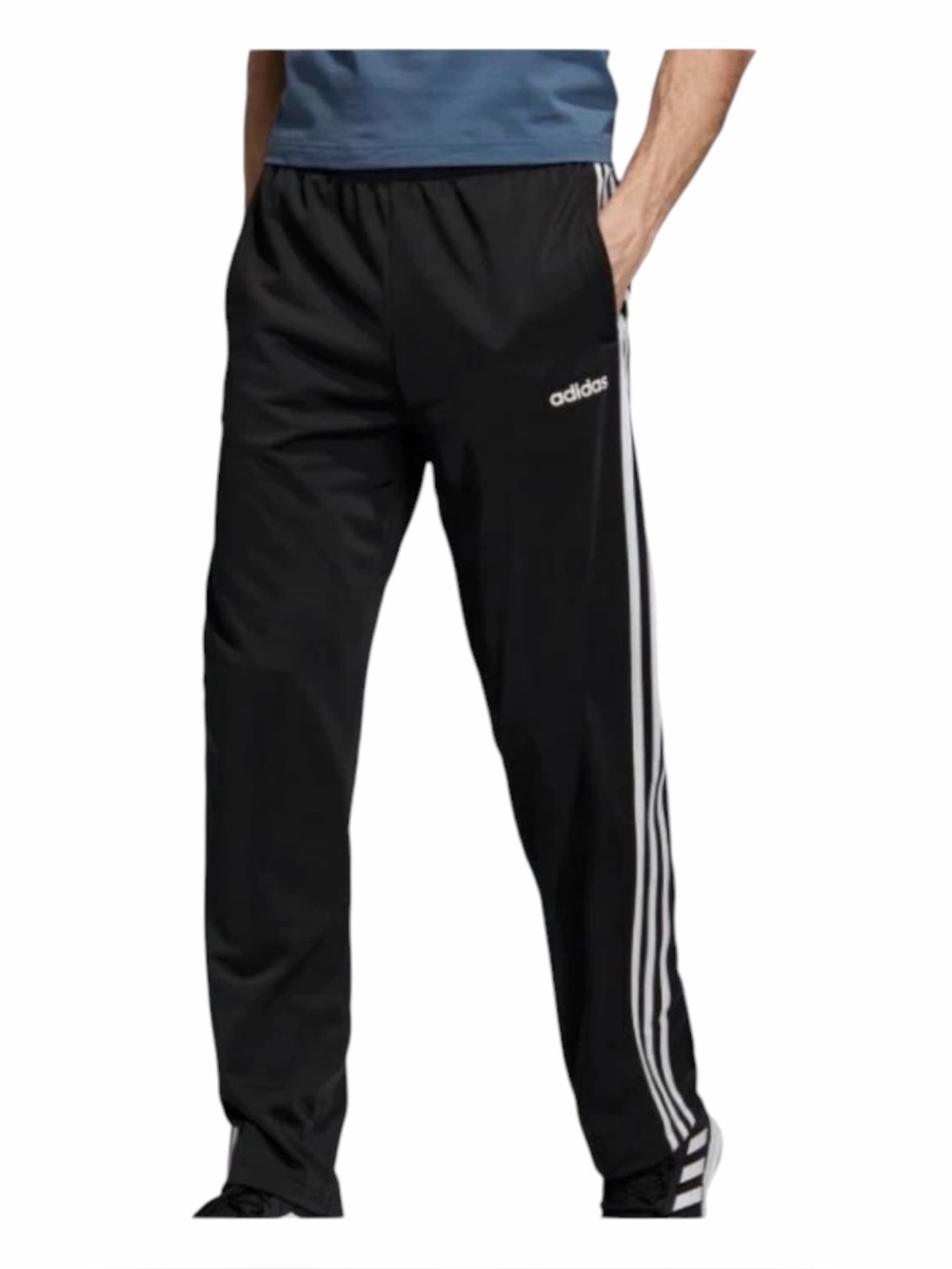 Adidas NWT Men’s Essentials 3 Stripe Running Pants Black W/White Stripe SZ Large - Picture 15 of 16